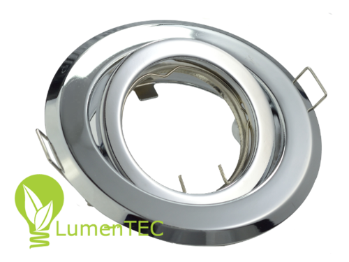 LED Einbaustrahler, LED Einbauspot Spot Rund Metall Chrom für 50mm LED Lampen + GU10 Fassung