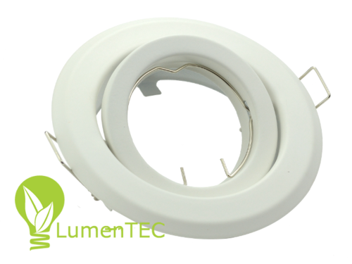 LED Einbaustrahler, LED Einbauspot Spot Rund Metall Weiss für 50mm LED Lampen + GU10 Fassung