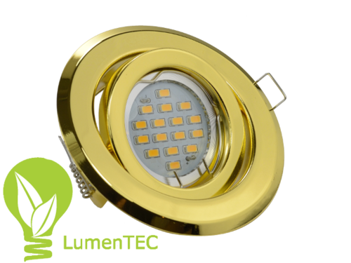 SET: Schwenkbar Rund Einbauspot Metall Gelb Beta + GU10 6W LED WARMWEISS