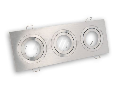LED Deckenstrahler, 3-Flammig Quadratisch EDELSTAHL ideal für GU10 LED Lampen + GU10 Fassung