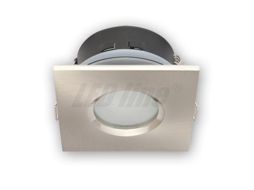 Bad Einbaustrahler, Einbauspot, Aqua Deckenleuchte, Alu Quadratisch Satin/Nickel IP65 für LED Lampe