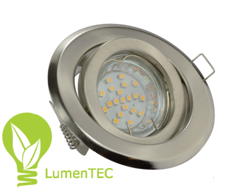 LED Einbauspot, LED einbaustrahler Nickel Rund Beta Schwenkwinkel ca. 35° + GU10 1W LED KALTWEISS