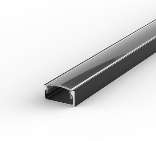 100cm Aluminium Profil LED für LED Streifen Schwarz LT4 + Transparent Abdeckung