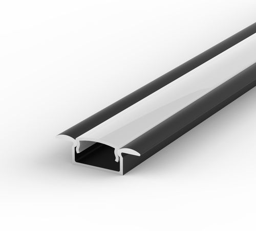 100cm Aluminium Profil LED für LED Streifen 8-10mm Schwarz LT6 + Milchig Abdeckung