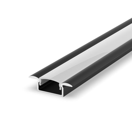 100cm Aluminium Profil LED für LED Streifen 8-10mm Schwarz LT6 + Abdeckung