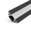 Aluminium Eckig LED Profil, 100cm 45° für 8-12mm Streifen, Schwarz Profil LT7 + Abdeckung