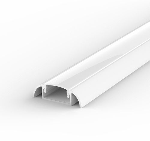 Aluminium LED Profil, 100cm Profil LED Weiß für LED Streifen 8/10mm, Weiss LT2 + Milchig Abdeckung
