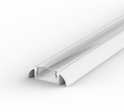 Aluminium LED Profil, 1m Weiß Profil LED für LED Streifen 8/10mm, Weiss LT2 + Transparent Abdeckung
