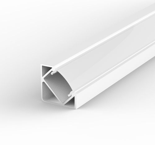 Aluminium Eckig LED Profil, 100cm 45° für 8-12mm LED Streifen, Weiss LT3 + Milchig Abdeckung