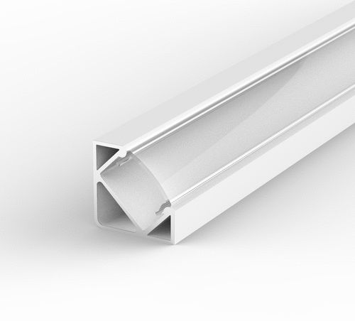 Aluminium Eckig LED Profil, 100cm 45° für 8-12mm LED Streifen, Weiss LT3 + Transparent Abdeckung