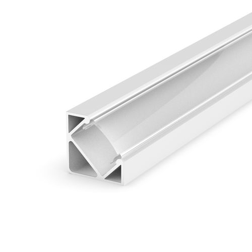 Aluminium Eckig LED Profil, 100cm 45° für 8-12mm LED Streifen, Weiss LT3 + Abdeckung