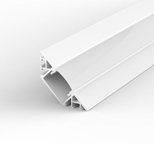 Aluminium Eckig LED Profil, 100cm 45° für 8-12mm Streifen, Weiss Profil LT7 + Milchig Abdeckung