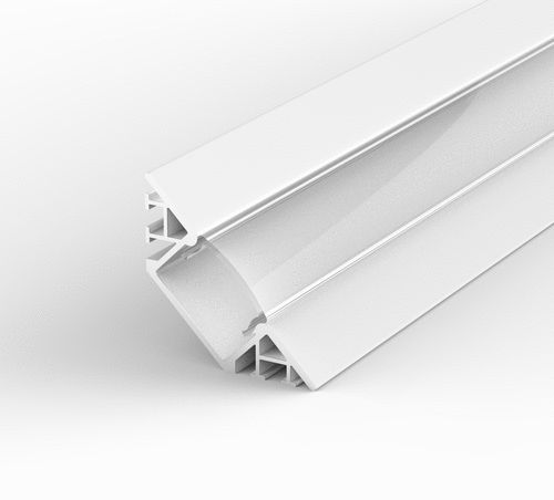 Aluminium Eckig LED Profil, 100cm 45° für 8-12mm Streifen Weiss Profil LT7 + Transparent Abdeckung