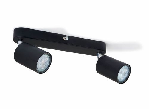 LED Spotbalken, LED Deckenlampe, 2-flammig für GU10 Strahler , drehbare schwenkbare SIENA Schwarz