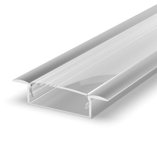 SET: Große Aluminium LED Profil, 100cm für 20mm LED Streifen Silber + Abdeckung LT14 Transparent