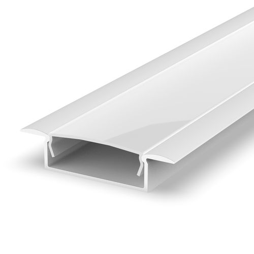 SET: Große Aluminium LED Profil, 100cm für 20mm LED Streifen Weiss + Abdeckung LT14 Milchig
