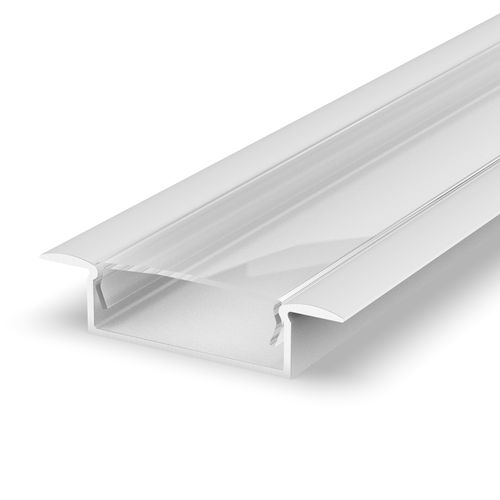 SET: Große Aluminium LED Profil, 100cm für 20mm LED Streifen Weiss + Abdeckung LT14 Transparent