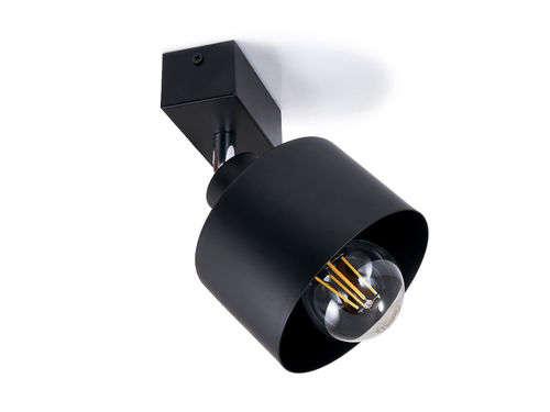 LED Deckenstrahler, LED Drahtleuchte, Wandstrahler 1-flammig, Schwarz LED 1x E27, Retro (LW20)